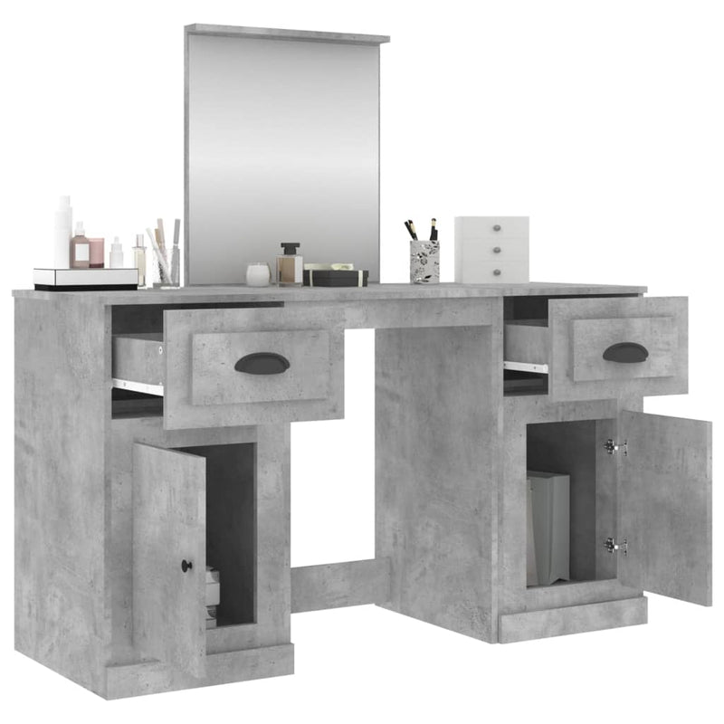 Dressing Table with Mirror Concrete Grey 130x50x132.5 cm