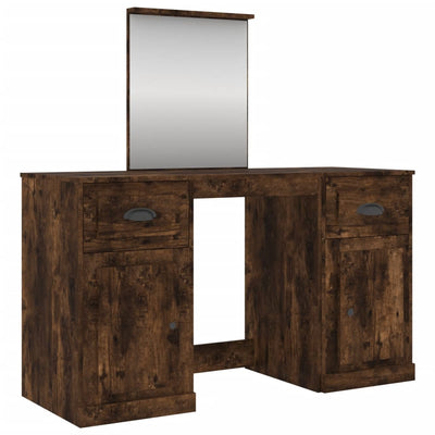 Dressing Table with Mirror Smoked Oak 130x50x132.5 cm