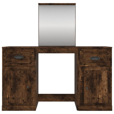 Dressing Table with Mirror Smoked Oak 130x50x132.5 cm