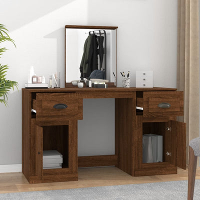 Dressing Table with Mirror Brown Oak 130x50x132.5 cm