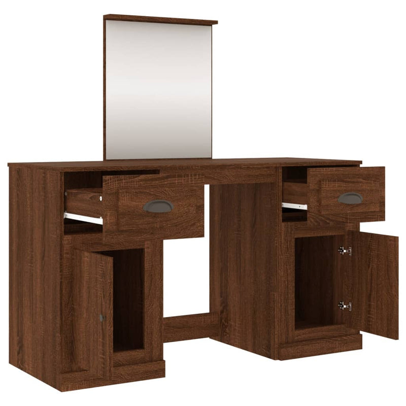 Dressing Table with Mirror Brown Oak 130x50x132.5 cm