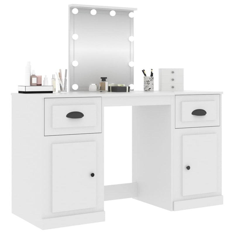Dressing Table with LED White 130x50x132.5 cm