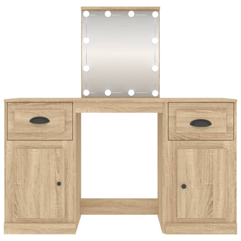 Dressing Table with LED Sonoma Oak 130x50x132.5 cm