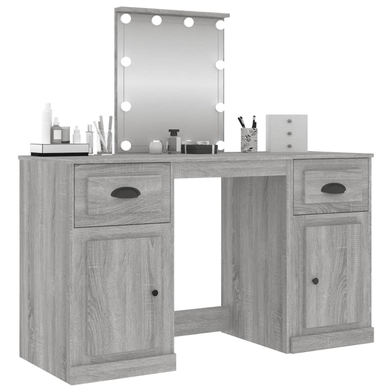 Dressing Table with LED Grey Sonoma 130x50x132.5 cm