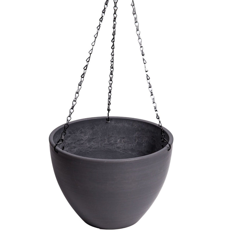Hanging Grey Plastic Pot with Chain 30cm - Payday Deals