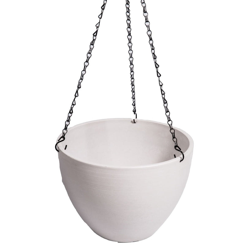 Hanging Rustic White Plastic Pot with Chain 30cm - Payday Deals