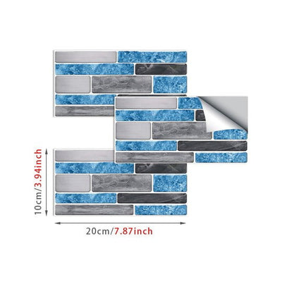 9PCS Mosaic Marble Bricks Self-adhesive Bathroom Kitchen Wall Tile Sticker Raven Sky Payday Deals