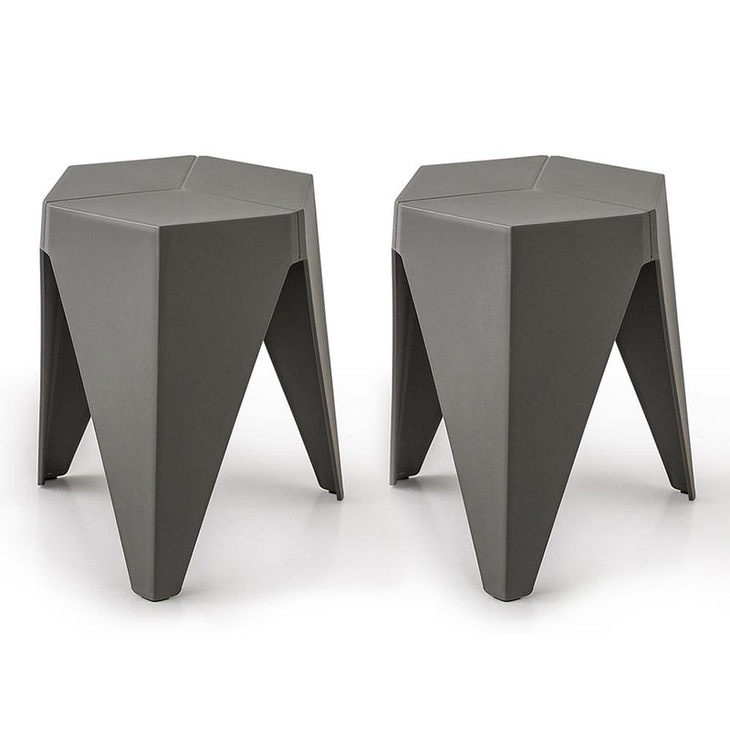 ArtissIn Set of 2 Puzzle Stool Plastic Stacking Bar Stools Dining Chairs Kitchen Grey - Payday Deals
