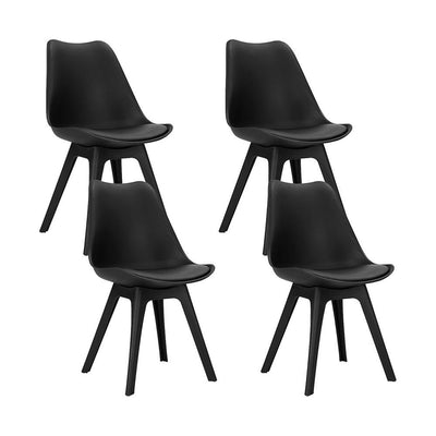 Artiss Set of 4 Retro Padded Dining Chair - Black - Payday Deals