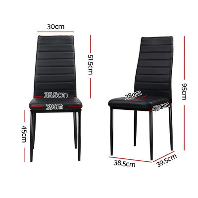Artiss Set of 4 Dining Chairs PVC Leather - Black - Payday Deals