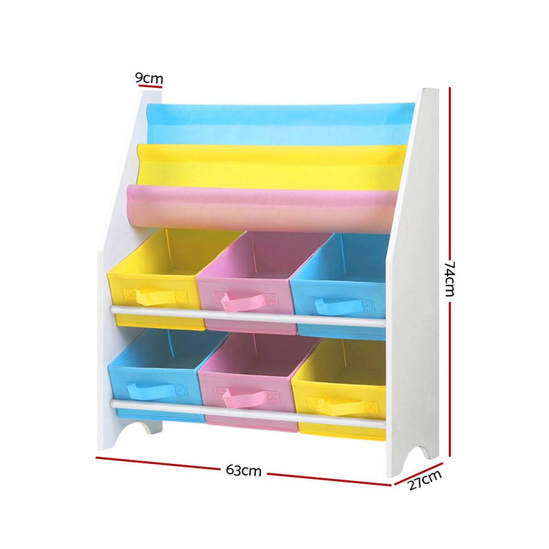 Keezi Kids Bookcase Childrens Bookshelf Toy Storage Organizer 2 Tiers Shelves - Payday Deals