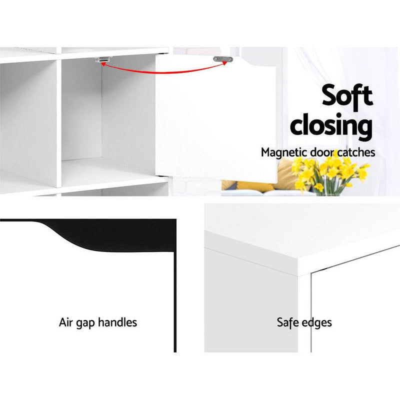 Artiss Display Shelf 8 Cube Storage 4 Door Cabinet Organiser Bookshelf Unit White - Payday Deals