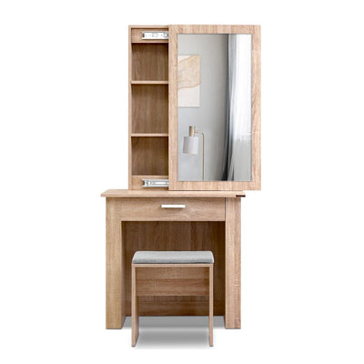 Artiss Dressing Table Mirror Stool Mirror Jewellery Cabinet Makeup Storage Wood - Payday Deals