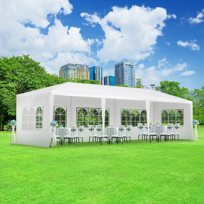Instahut Gazebo 3x9m Outdoor Marquee side Wall Gazebos Tent Canopy Camping White 5 Panel - Payday Deals