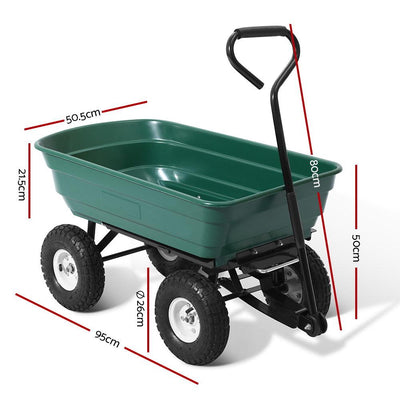 Gardeon 75L Garden Dump Cart - Green - Payday Deals