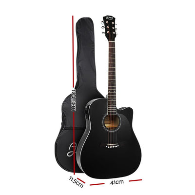 Alpha 41" Inch Electric Acoustic Guitar Wooden Classical Full Size EQ Bass Black - Payday Deals