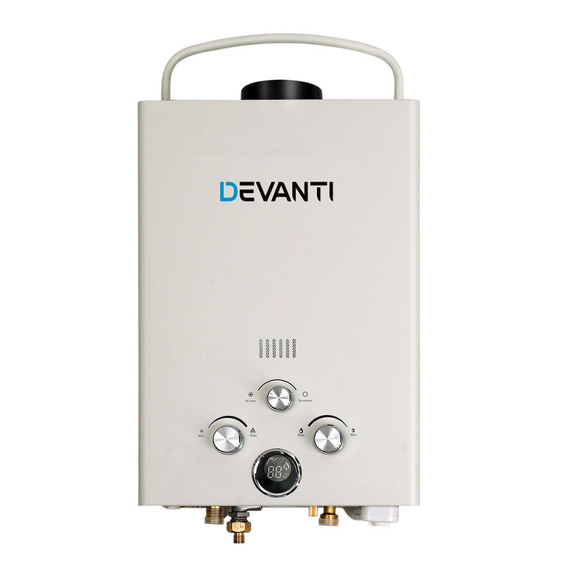 Devanti Outdoor Gas Hot Water Heater Portable Camping Shower 12V Pump Grey - Payday Deals