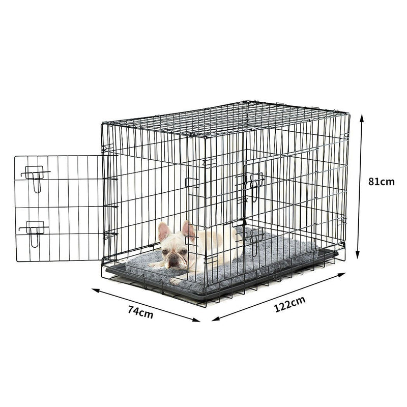 PaWz Pet Dog Cage Crate Metal Carrier Portable Kennel With Bed 48"