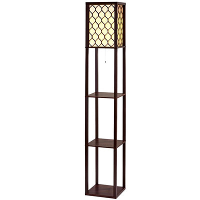 Artiss Floor Lamp LED Storage Shelf Standing Vintage Wood Light Reading Bedroom - Payday Deals
