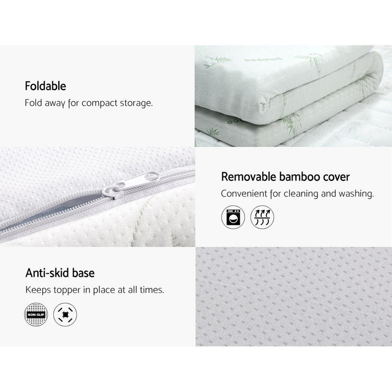 Giselle Bedding Cool Gel Memory Foam Mattress Topper w/Bamboo Cover 8cm - Queen - Payday Deals