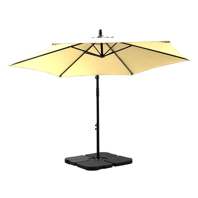 3M Outdoor Umbrella Cantilever Umbrellas Base Stand UV Shade Garden Patio Beach - Payday Deals
