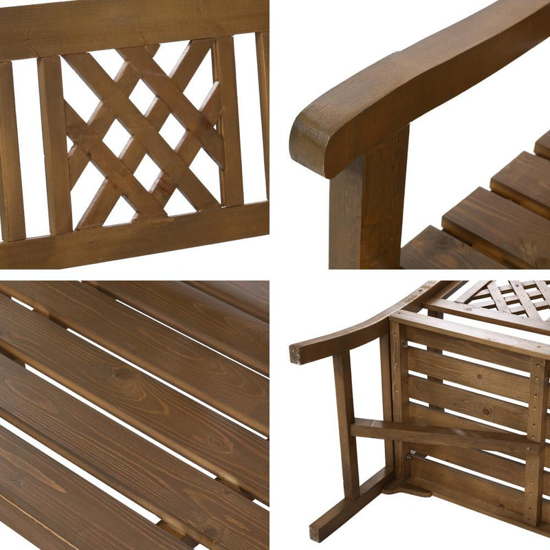 Gardeon Wooden Garden Bench 3 Seat Patio Furniture Timber Outdoor Lounge Chair Natural - Payday Deals