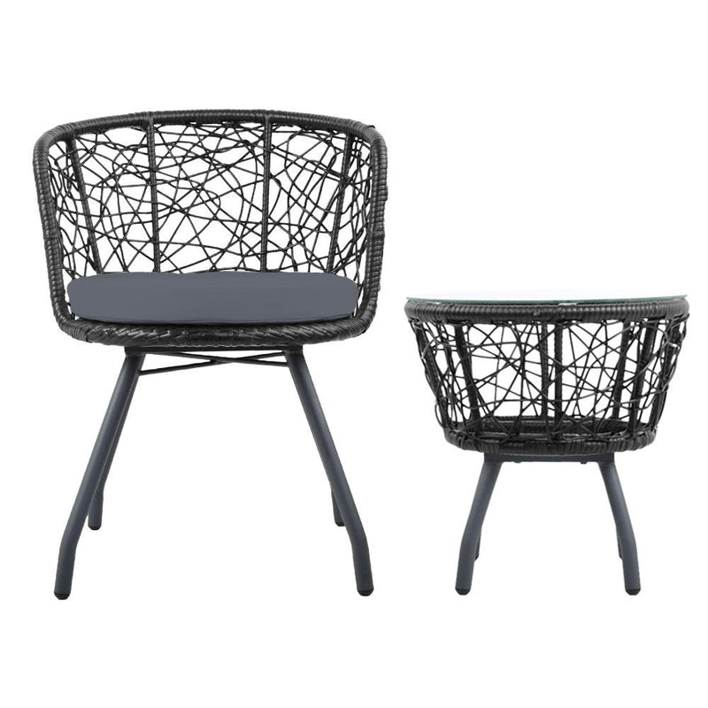 Gardeon Outdoor Patio Chair and Table - Black - Payday Deals