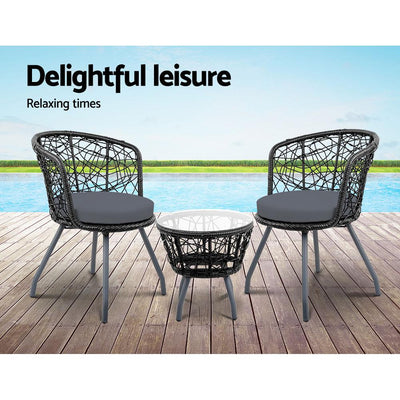 Gardeon Outdoor Patio Chair and Table - Black - Payday Deals