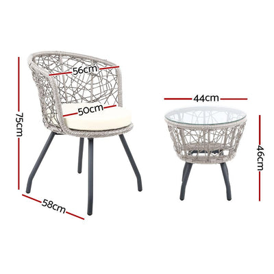 Gardeon Outdoor Patio Chair and Table - Grey - Payday Deals