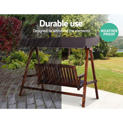 Gardeon Wooden Swing Chair Garden Bench Canopy 3 Seater Outdoor Furniture - Payday Deals