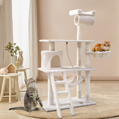 i.Pet Cat Tree 141cm Trees Scratching Post Scratcher Tower Condo House Furniture Wood Beige - Payday Deals