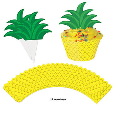 Hawaiian Luau Party Supplies Pineapple Cupcake Wrappers 12 pack