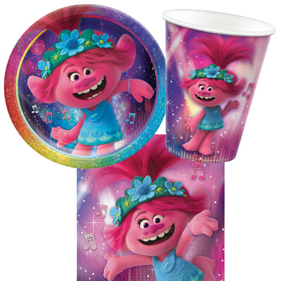 Disney Trolls World Tour 8 Guest Large Tableware Party Pack