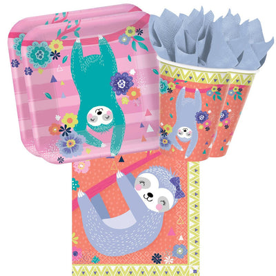 Sloth Party 16 Guest Small Tableware Party Pack