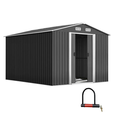 Giantz Garden Shed Outdoor Storage Sheds 2.6x3.9x2M Workshop Metal Base Grey - Payday Deals