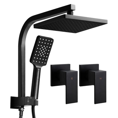 Cefito WELS 8'' Rain Shower Head Taps Square Handheld High Pressure Wall Black - Payday Deals