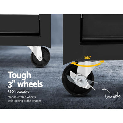 Giantz 5 Drawer Mechanic Tool Box Cabinet Storage Trolley - Black - Payday Deals