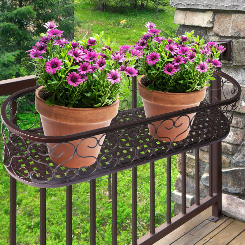 Plant Holder Plant Stand Hanging Flower Pot Basket Garden Wall Rack Shelf Oval Bronze - Payday Deals
