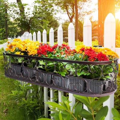Plant Holder Plant Stand Hanging Flower Pot Basket Garden Wall Rack Shelf Oval Bronze - Payday Deals
