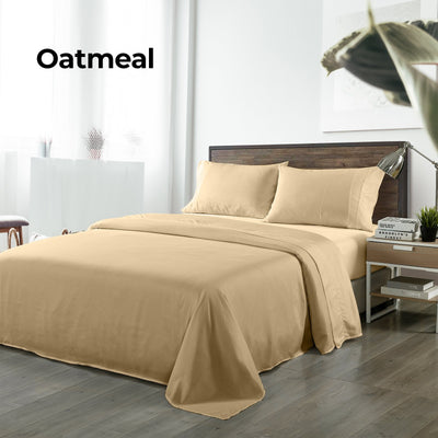 Royal Comfort Bamboo Blended Sheet & Pillowcases Set 1000TC Ultra Soft Bedding - King - Oatmeal - Payday Deals