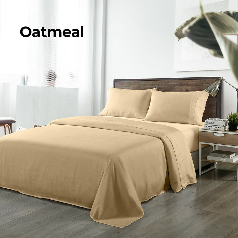 Royal Comfort Bamboo Blended Sheet & Pillowcases Set 1000TC Ultra Soft Bedding - King - Oatmeal - Payday Deals