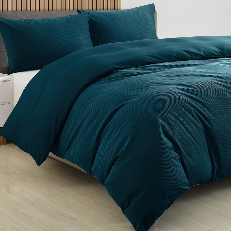 Royal Comfort Velvet Corduroy Quilt Cover Set Super Soft Luxurious Warmth - King - Forest Green
