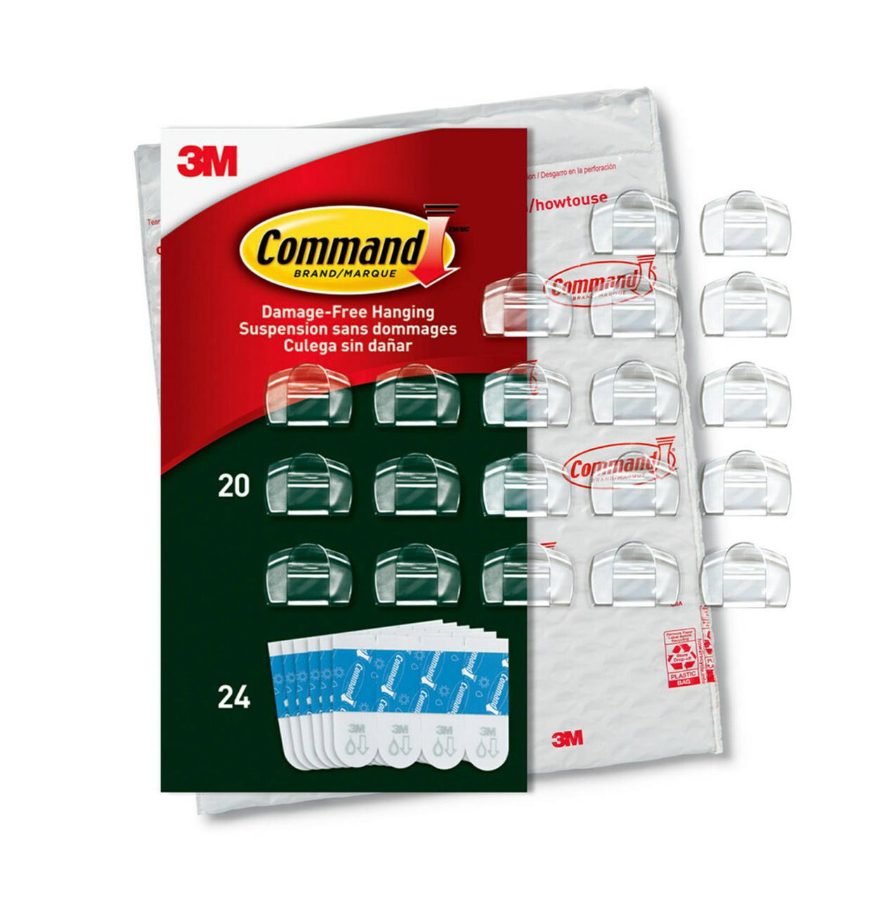 Command (CL091-7NA)Medium Clear Oval Hooks in Easy to Open Packaging, 7 Hooks, 12 Strips