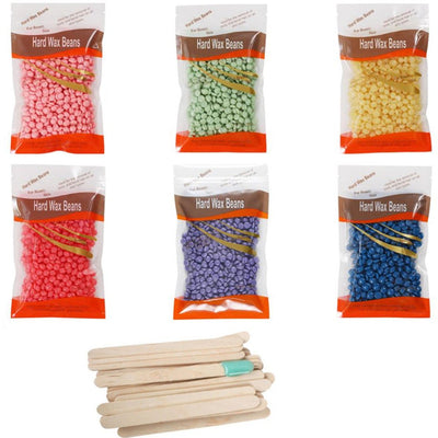 6x100g Hard Wax Beans Remover With 20 Wooden Sticks