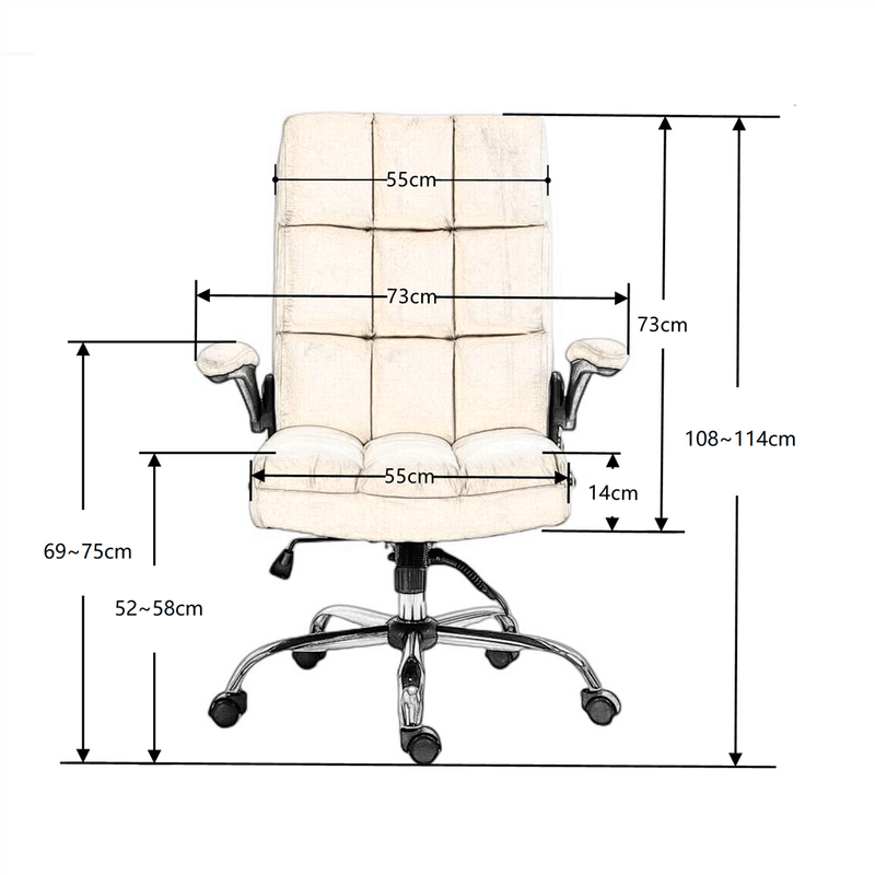Soft Linen Home Ergonomic Swivel Adjustable Tilt Angle and Flip-up Arms Office Chair