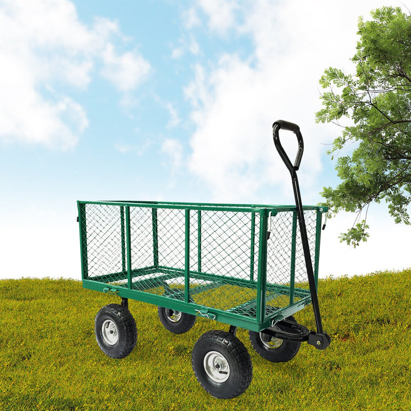 Wallaroo Steel Mesh Garden Trolley Cart - Green