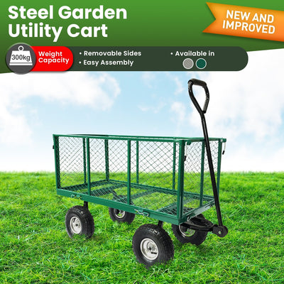 Wallaroo Steel Mesh Garden Trolley Cart - Green