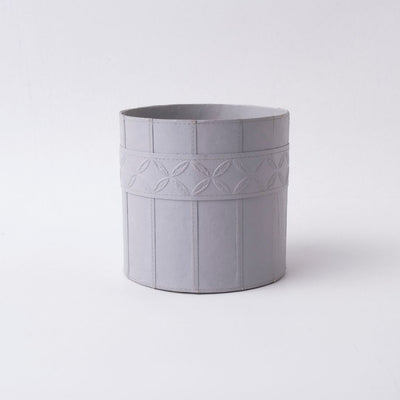 Tree Stripes Leather Look Cylinder Pot - Light Grey (Extra Large)