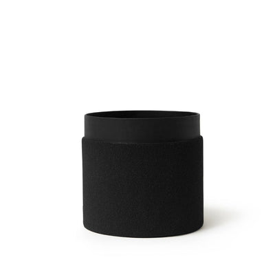 Tree Stripes Sand Coated Collar Pot in Black (Large)