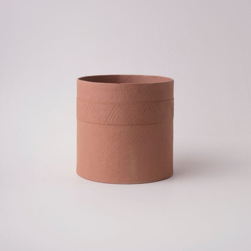Tree Stripes Cylinder Pot Kilima - Rustic Brown (Large)